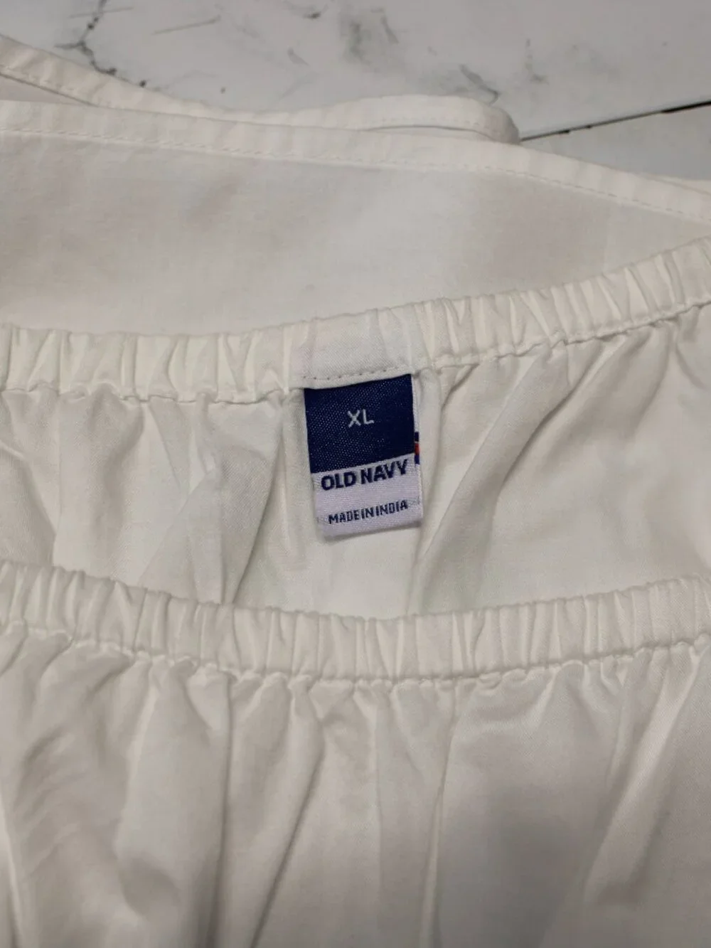 Old Navy Extra Large White Puff Sleeve Open Back 100% Cotton Peplum Blouse